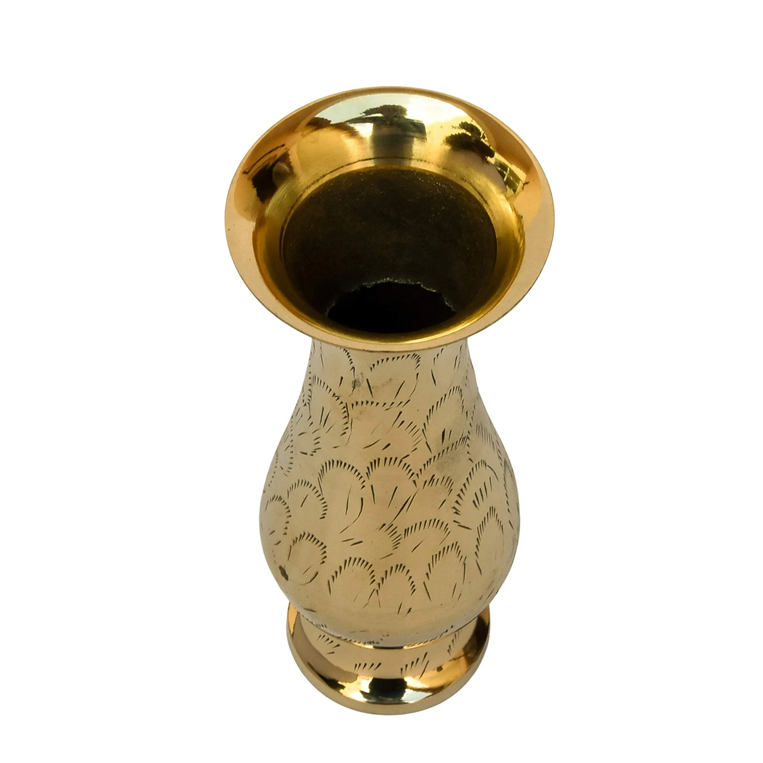 Bhimonee Decor Pure Brass Bidri Work Flower Vase 8"