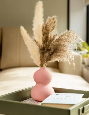 Birch & Co. Flower Vase- Vase- Vases for Home Décor- Flower Vases Home Decor- Flower Vase Big Size- Ceramic Vase- Vase for Living Room,Waterproof Earthy Matte Finish,Peanut Shape,6 Inches,Pink
