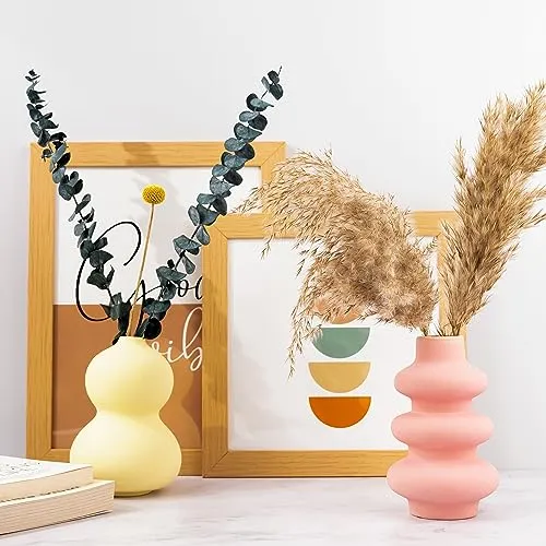 Birch & Co. Flower Vase- Vase- Vases for Home Décor- Flower Vases Home Decor- Flower Vase Big Size- Ceramic Vase- Vase for Living Room,Waterproof Earthy Matte Finish,Wave Shape,6 Inches,Pink