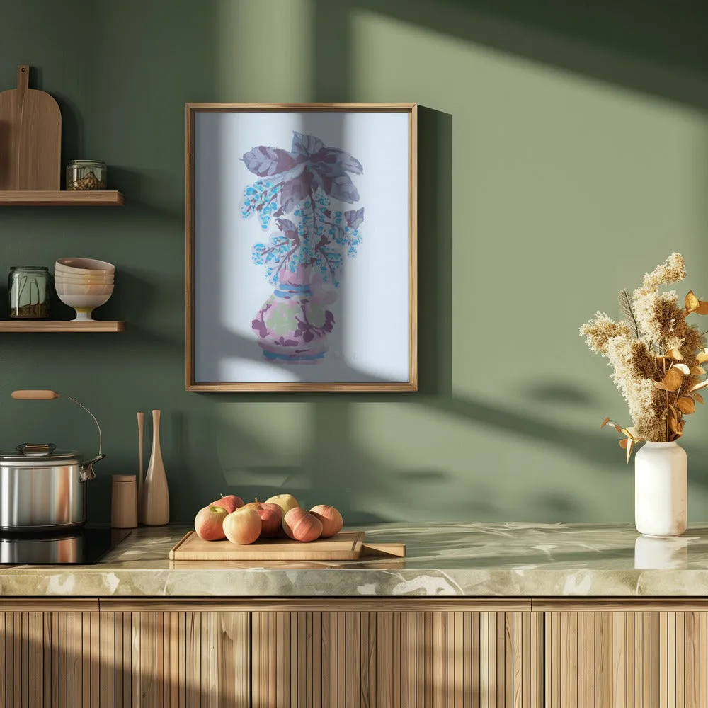 Blooming Vase In Blue - Stretched Canvas, Poster or Fine Art Print