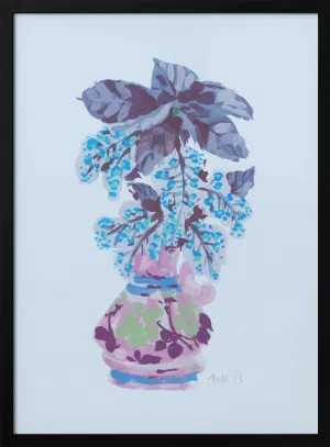 Blooming Vase In Blue - Stretched Canvas, Poster or Fine Art Print