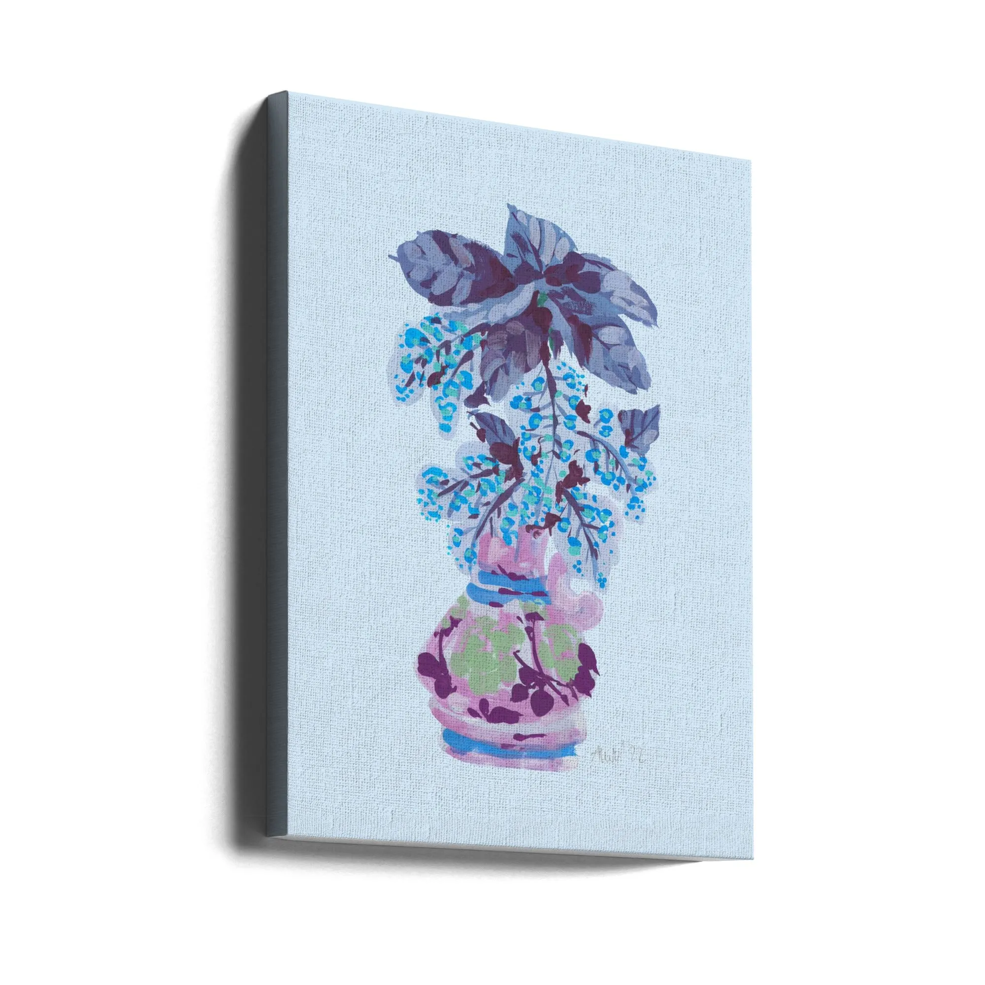 Blooming Vase In Blue - Stretched Canvas, Poster or Fine Art Print