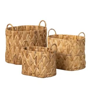 Braided Wicker Basket Trio