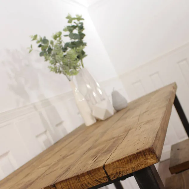 Breakfast Bar Kitchen Worktop Table Solid Wood Stool Set Industrial Reclaimed Butchers Block Island Pine Oak Bench Rustic Steel Metal Seat