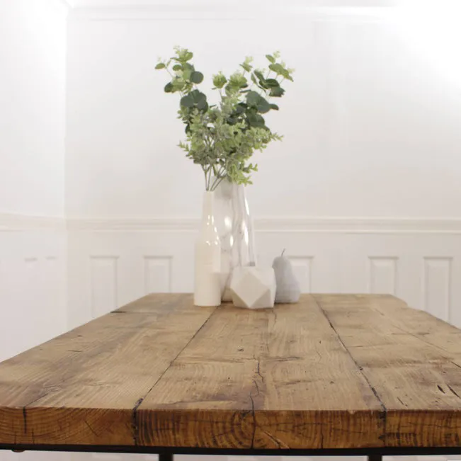 Breakfast Bar Kitchen Worktop Table Solid Wood Stool Set Industrial Reclaimed Butchers Block Island Pine Oak Bench Rustic Steel Metal Seat