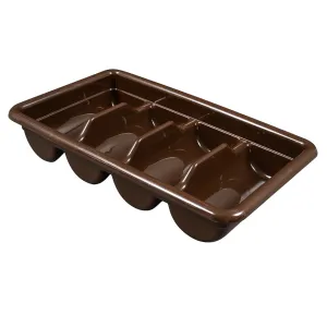 CAMBRO, POLYETHYLENE 4 COMPARTMENT CUTLERY BOX - DARK BROWN
