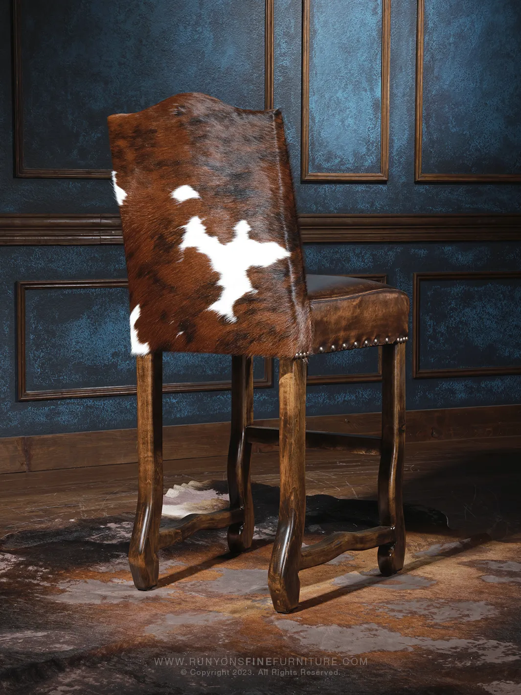 Cattleman's Cowhide and Leather Bar Stool