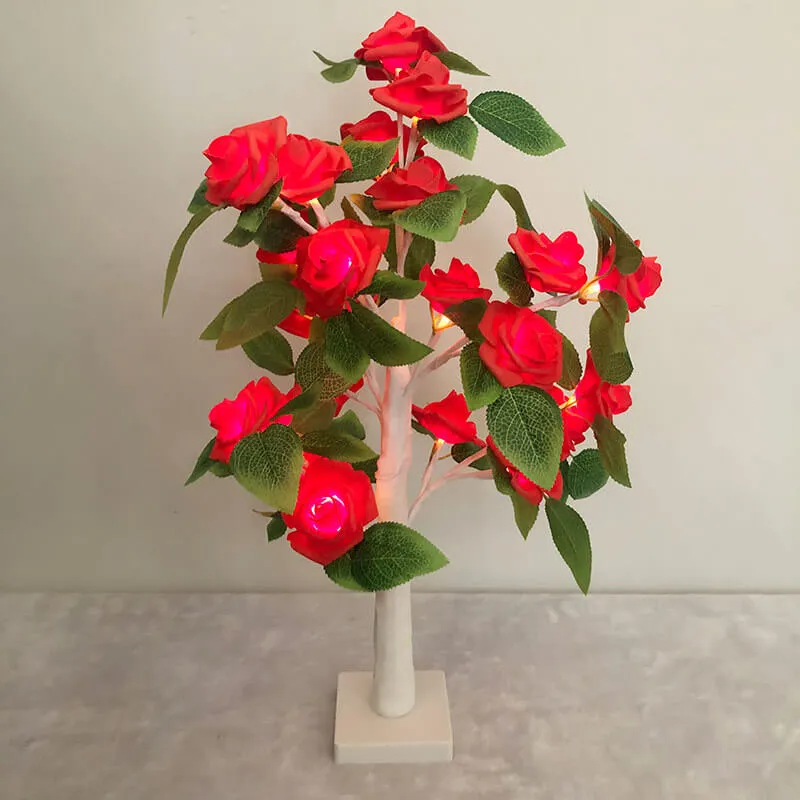 Christmas Decorative Plastic Tree Light Rose Decorative LED Table Lamp