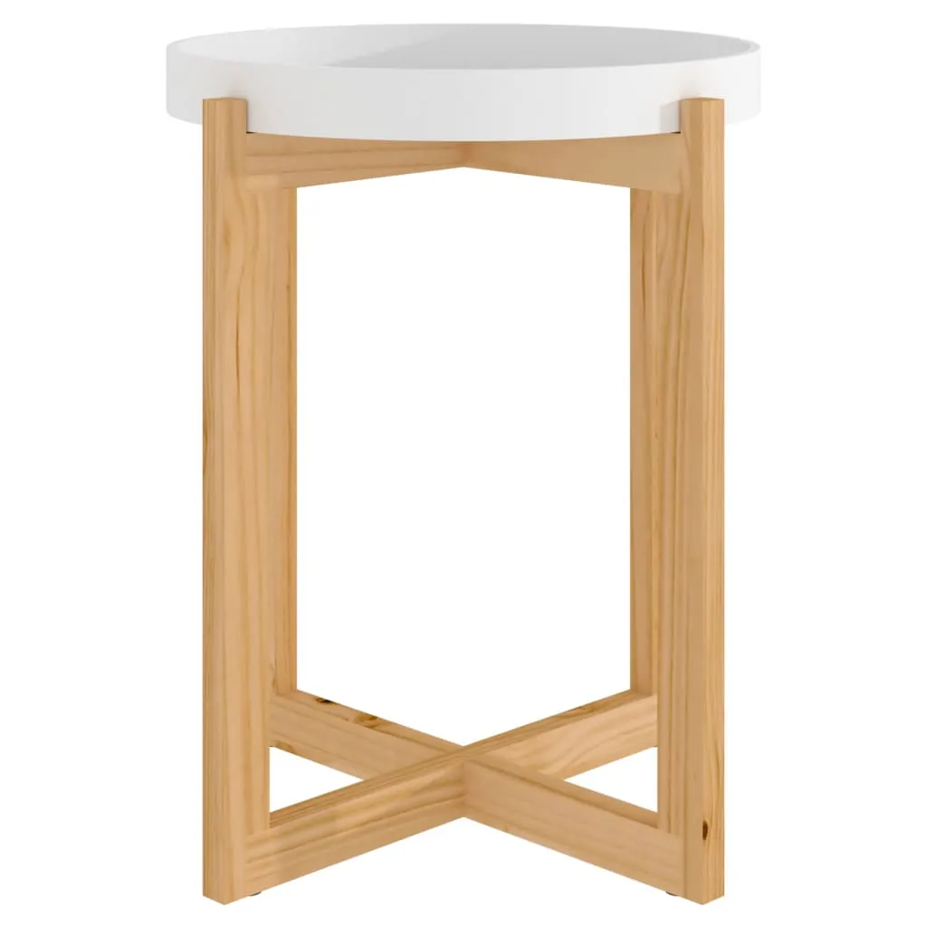 Coffee Table White 41x41x48.5cm Engineered Wood&Solid Wood Pine