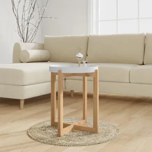 Coffee Table White 41x41x48.5cm Engineered Wood&Solid Wood Pine