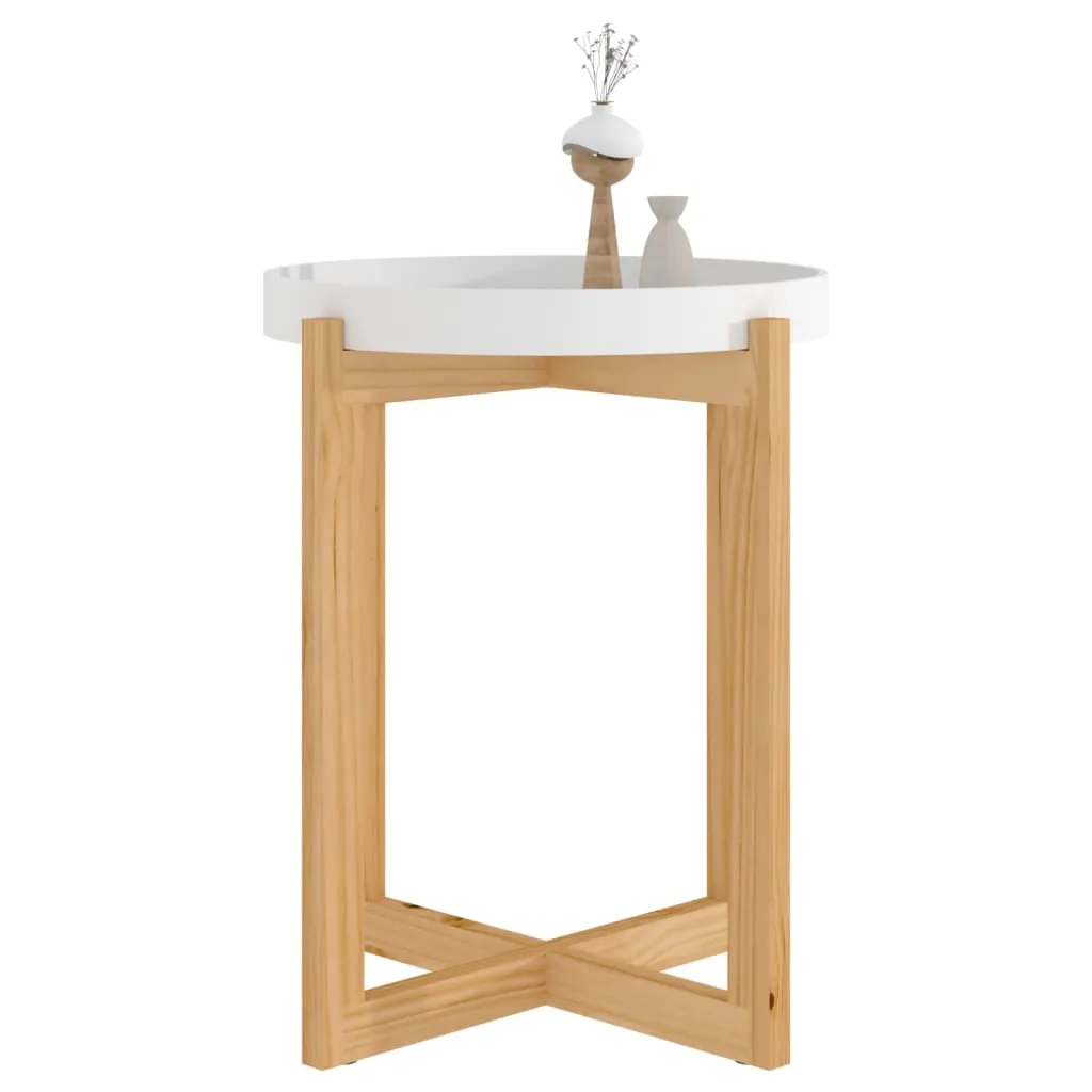 Coffee Table White 41x41x48.5cm Engineered Wood&Solid Wood Pine