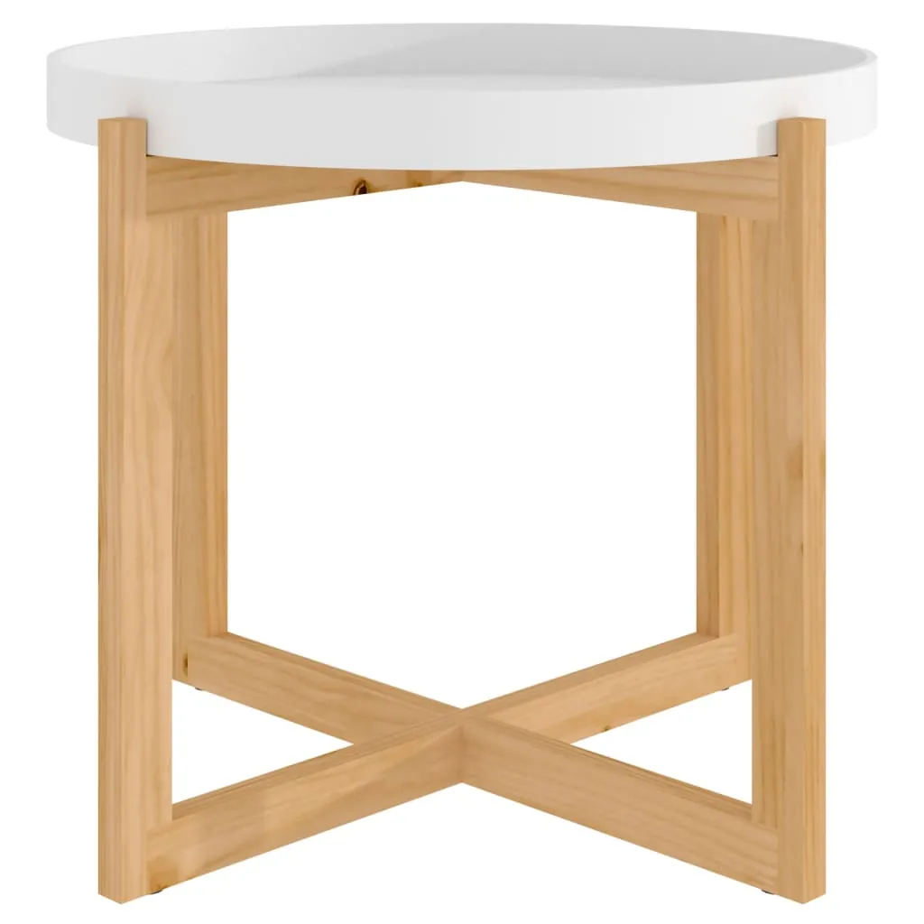 Coffee Table White 53x53x43.5cm Engineered Wood&Solid Wood Pine