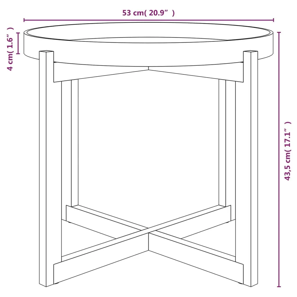 Coffee Table White 53x53x43.5cm Engineered Wood&Solid Wood Pine