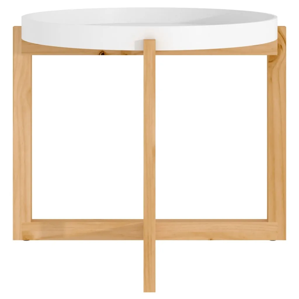 Coffee Table White 53x53x43.5cm Engineered Wood&Solid Wood Pine