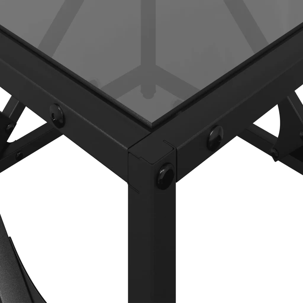 Coffee Table with Black Glass Top 50x50x41 cm Steel
