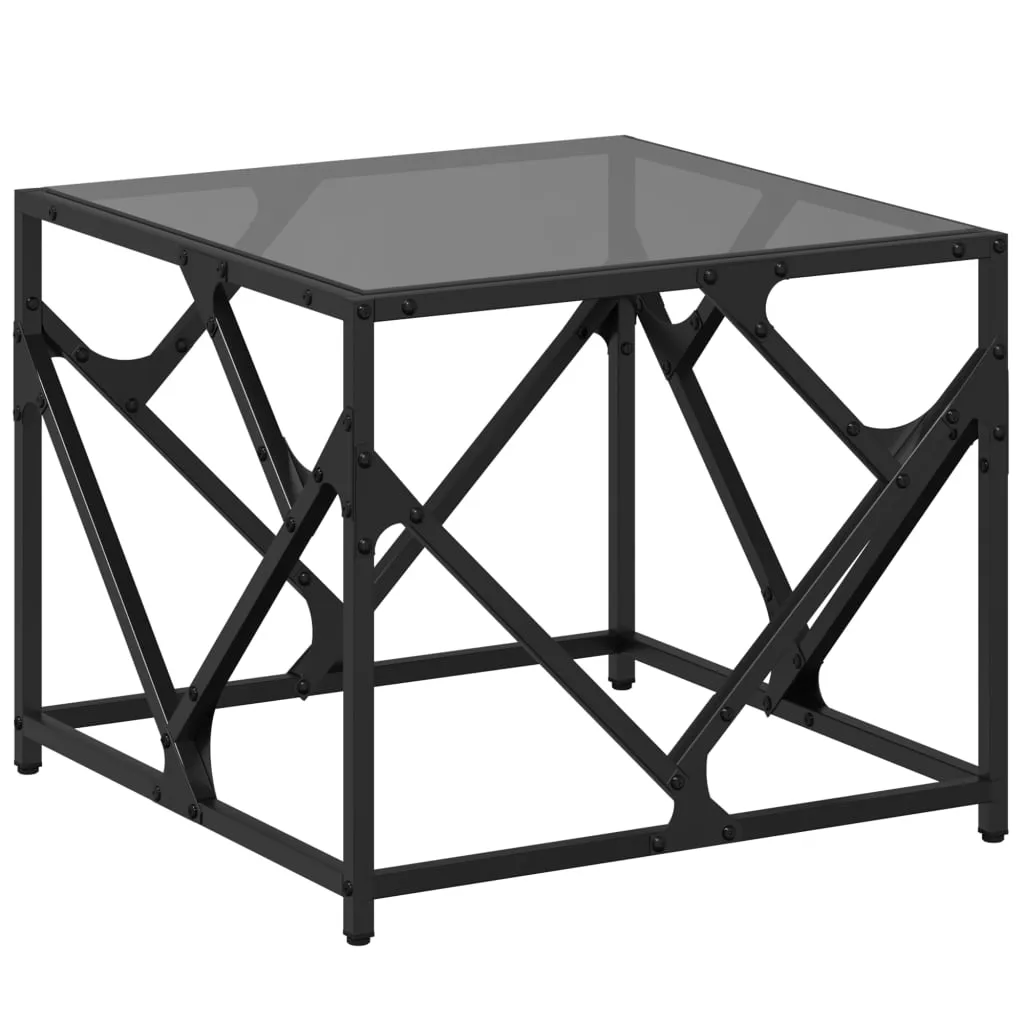Coffee Table with Black Glass Top 50x50x41 cm Steel