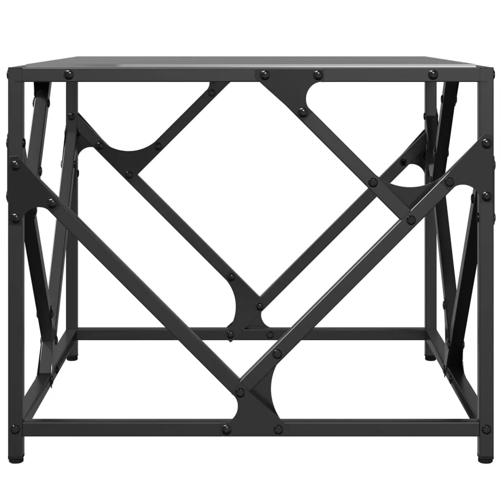 Coffee Table with Black Glass Top 50x50x41 cm Steel