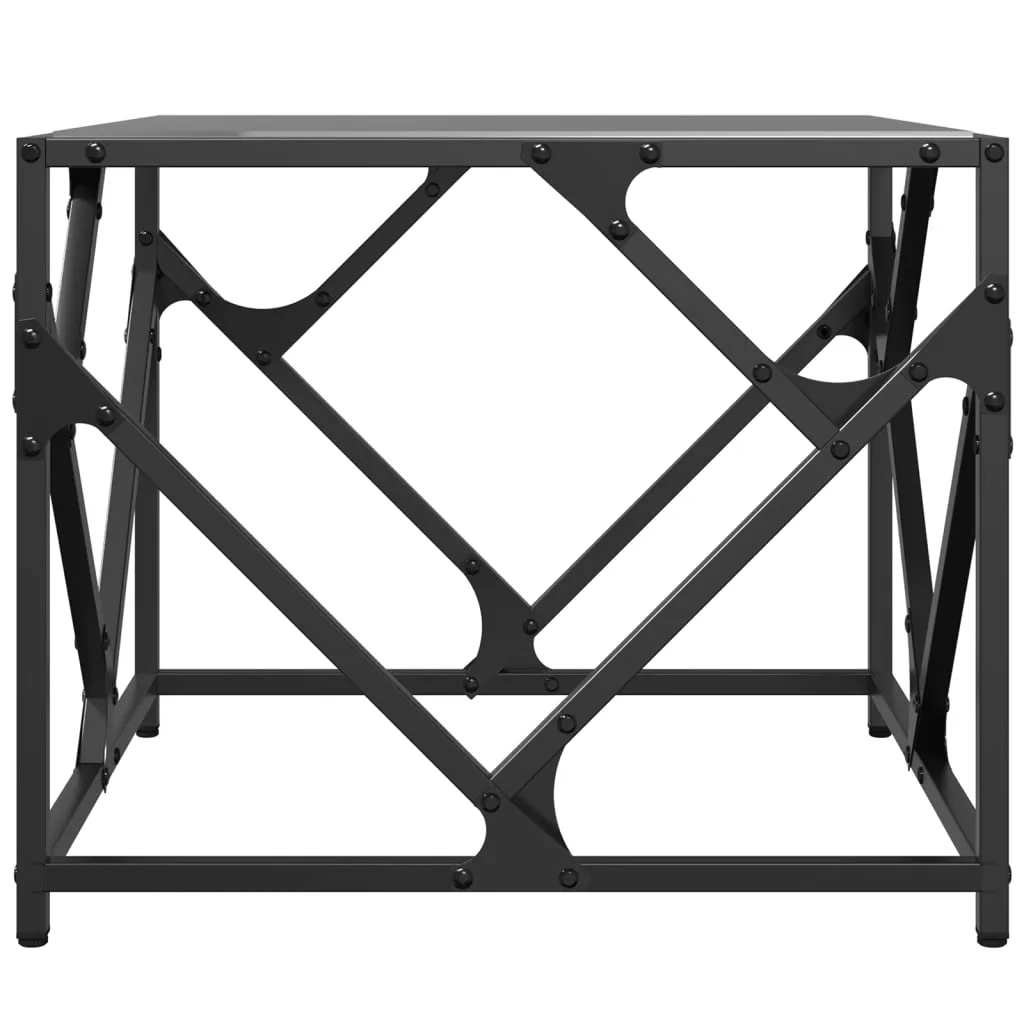Coffee Table with Black Glass Top 50x50x41 cm Steel