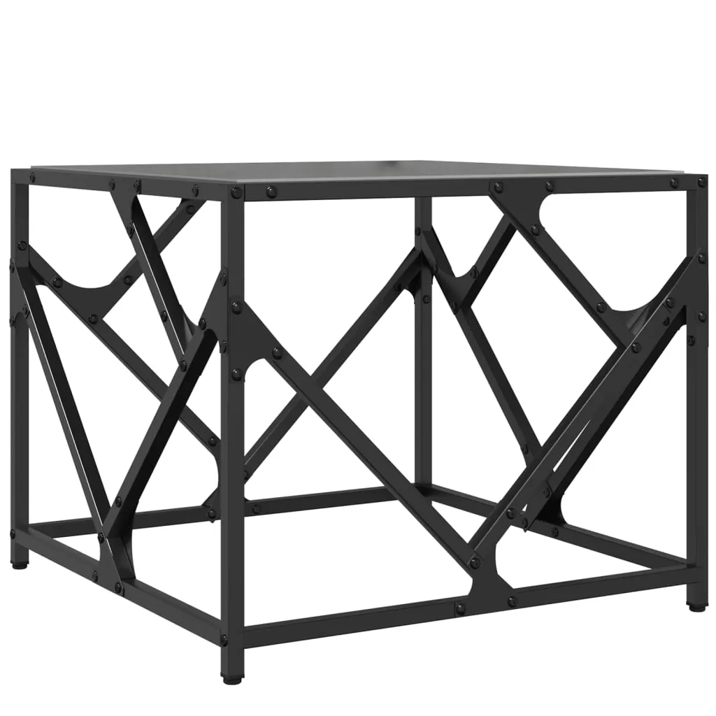 Coffee Table with Black Glass Top 50x50x41 cm Steel