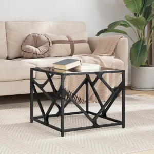 Coffee Table with Black Glass Top 50x50x41 cm Steel
