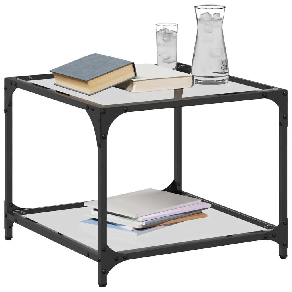 Coffee Table with Transparent Glass Top 50x50x40 cm Steel