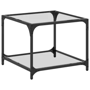Coffee Table with Transparent Glass Top 50x50x40 cm Steel