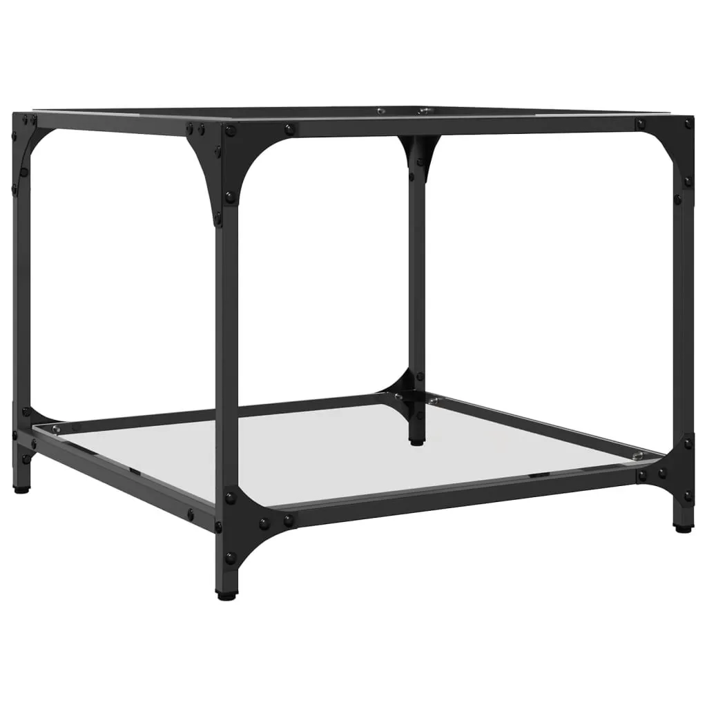 Coffee Table with Transparent Glass Top 50x50x40 cm Steel