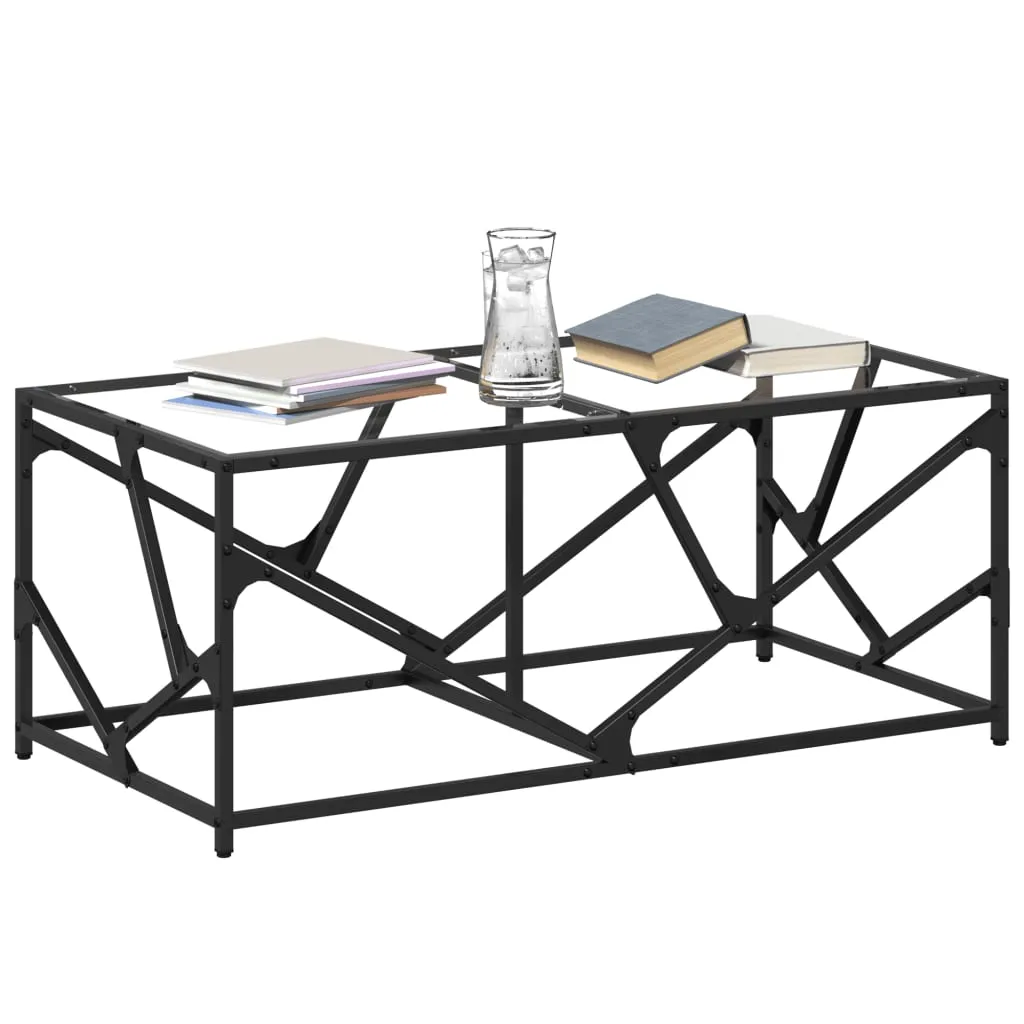 Coffee Table with Transparent Glass Top 98.5x50x41 cm Steel