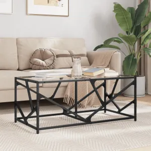 Coffee Table with Transparent Glass Top 98.5x50x41 cm Steel