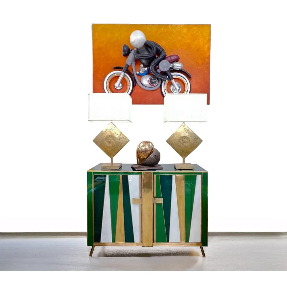 Contemporary Italian Found Objects Recycled Art Sculpture of a Biker Signed Bafo