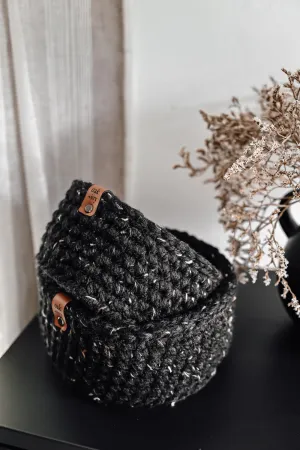 Crocheted Nesting Baskets - Obsidian
