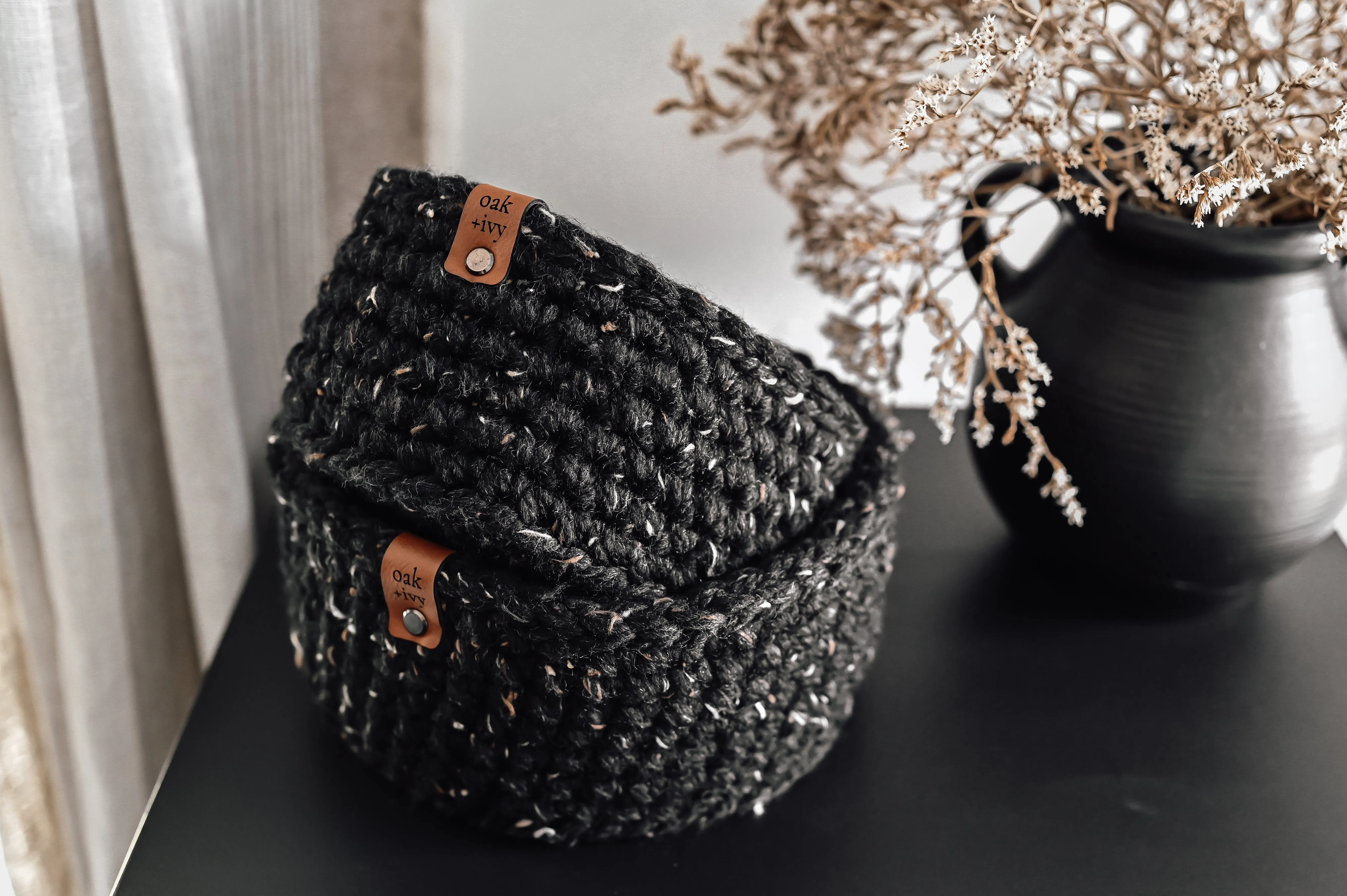 Crocheted Nesting Baskets - Obsidian