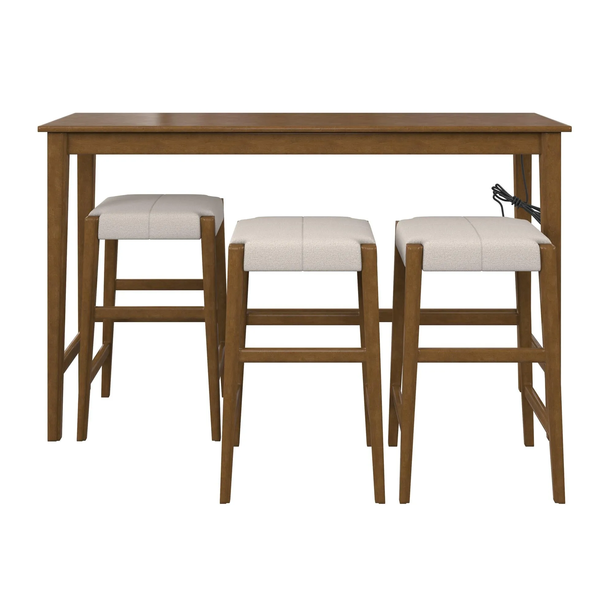 Dallon Sofa Table with 3 Stools and USB Charger