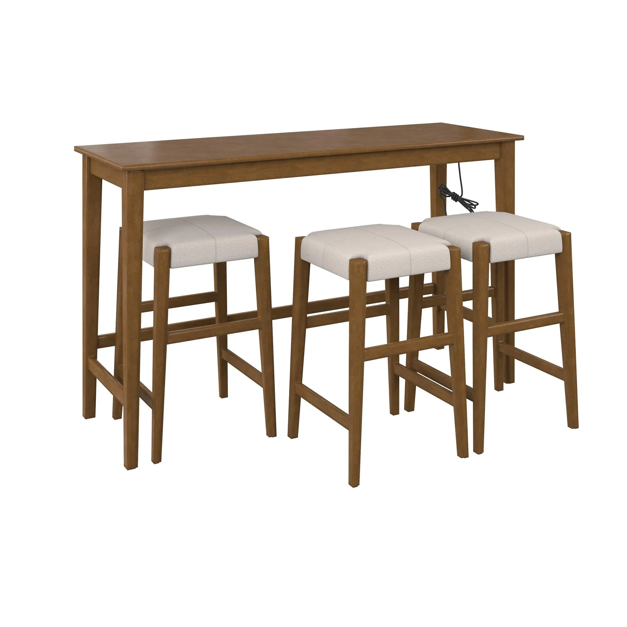 Dallon Sofa Table with 3 Stools and USB Charger