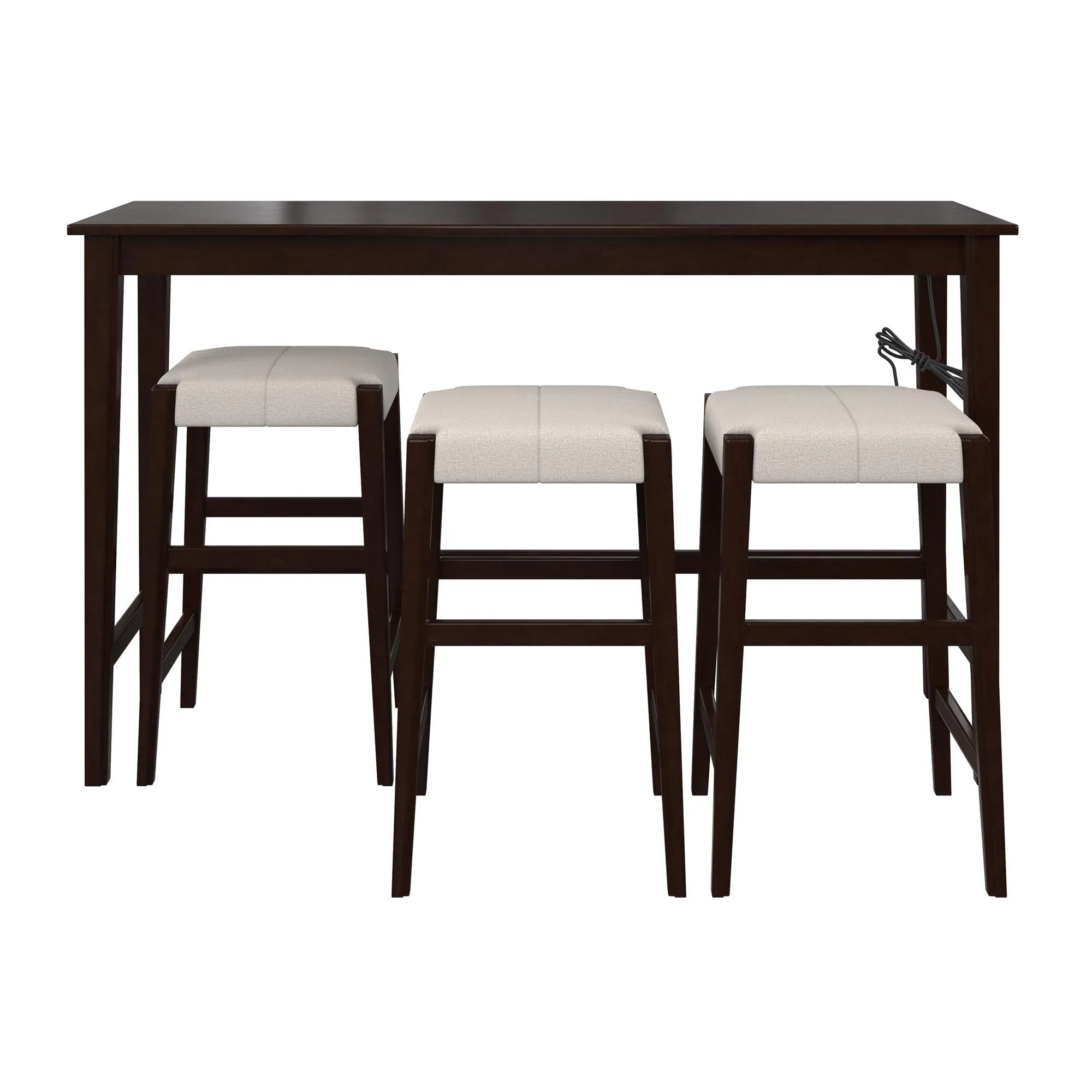 Dallon Sofa Table with 3 Stools and USB Charger