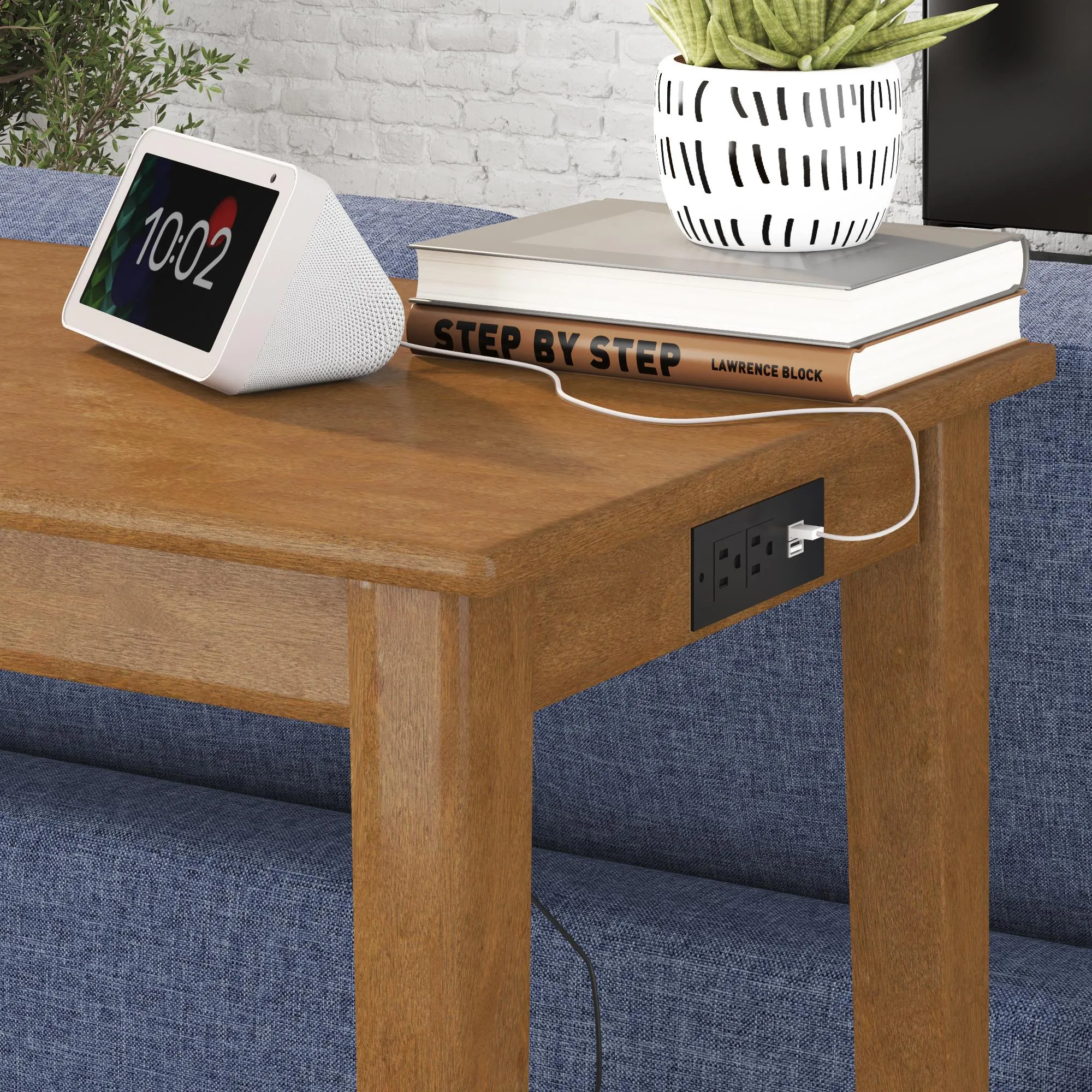 Dallon Sofa Table with 3 Stools and USB Charger