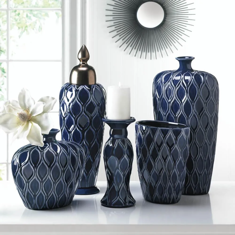 Deep Blue Lidded Urn