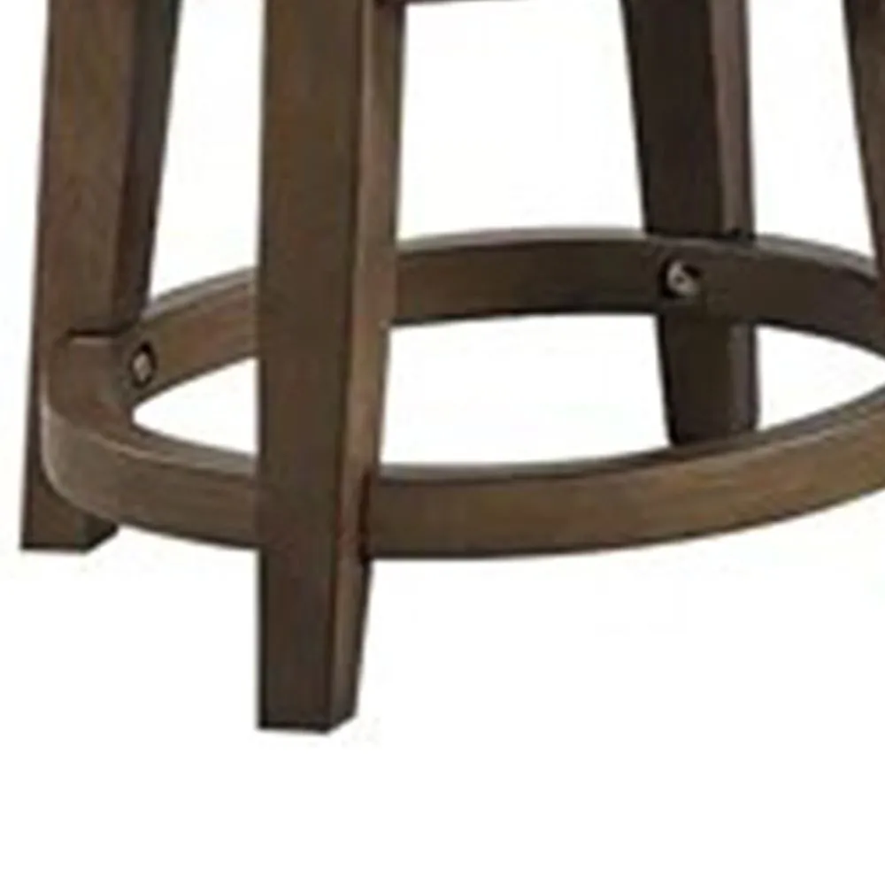 Drue 18 Inch Set of 2 Swivel Stools, Nailhead Trim, Gray Faux Leather  By Casagear Home