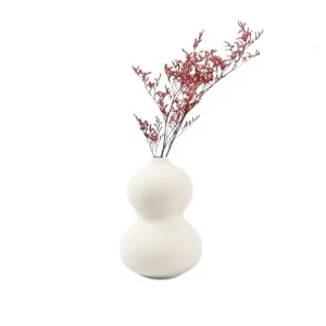 Earthystone Flower Vase for Home Décor- Flower Vases Home Decor- Flower Vase Big Size- Ceramic Vase- Vase for Living Room,Waterproof Earthy Matte Finish,Peanut Shape,6 Inches,White