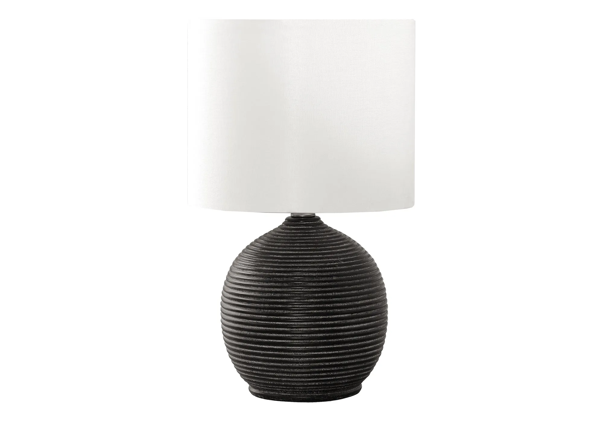 Elegance Illuminare: 16 inch Black Resin Lamp with Ivory Cream Shade - Contemporary Masterpiece