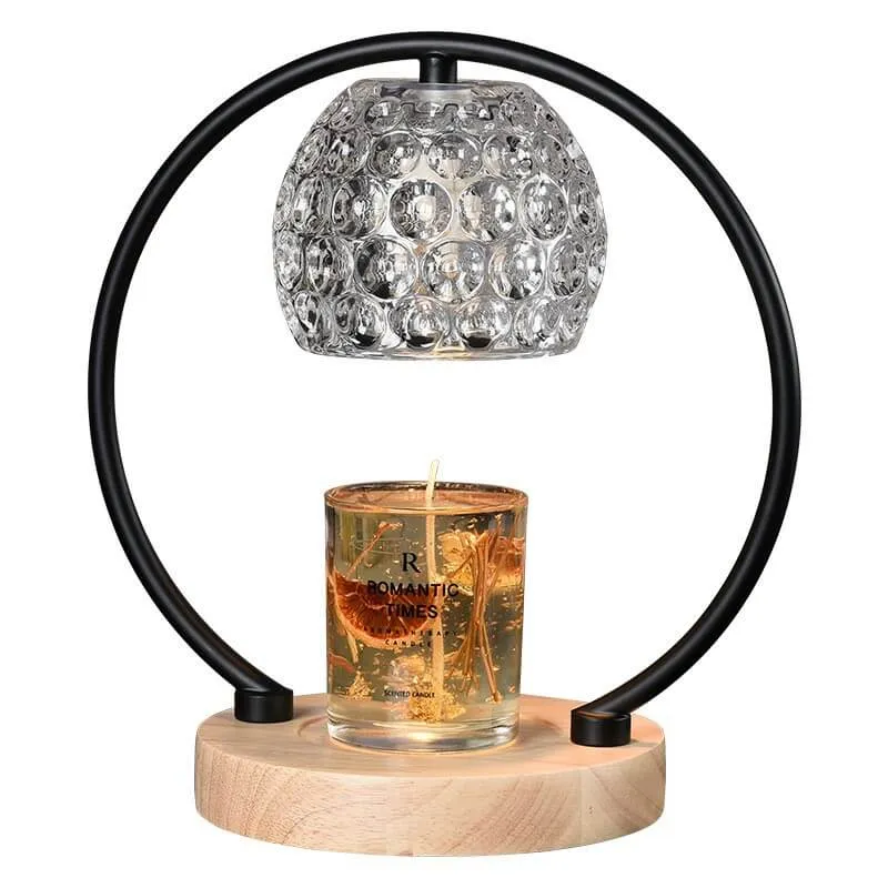 European Modern Aromatherapy Oak Glass Metal LED Melting Wax Table Lamp
