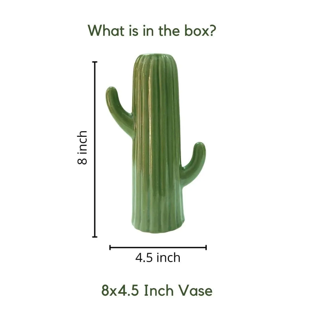 FARKRAFT Flower Vase/Pampas Grass Vase/Ceramic Vase/Cactus Shaped Vase/Home Decor Centrepiece/Decor Showpiece Size : 8 Inches