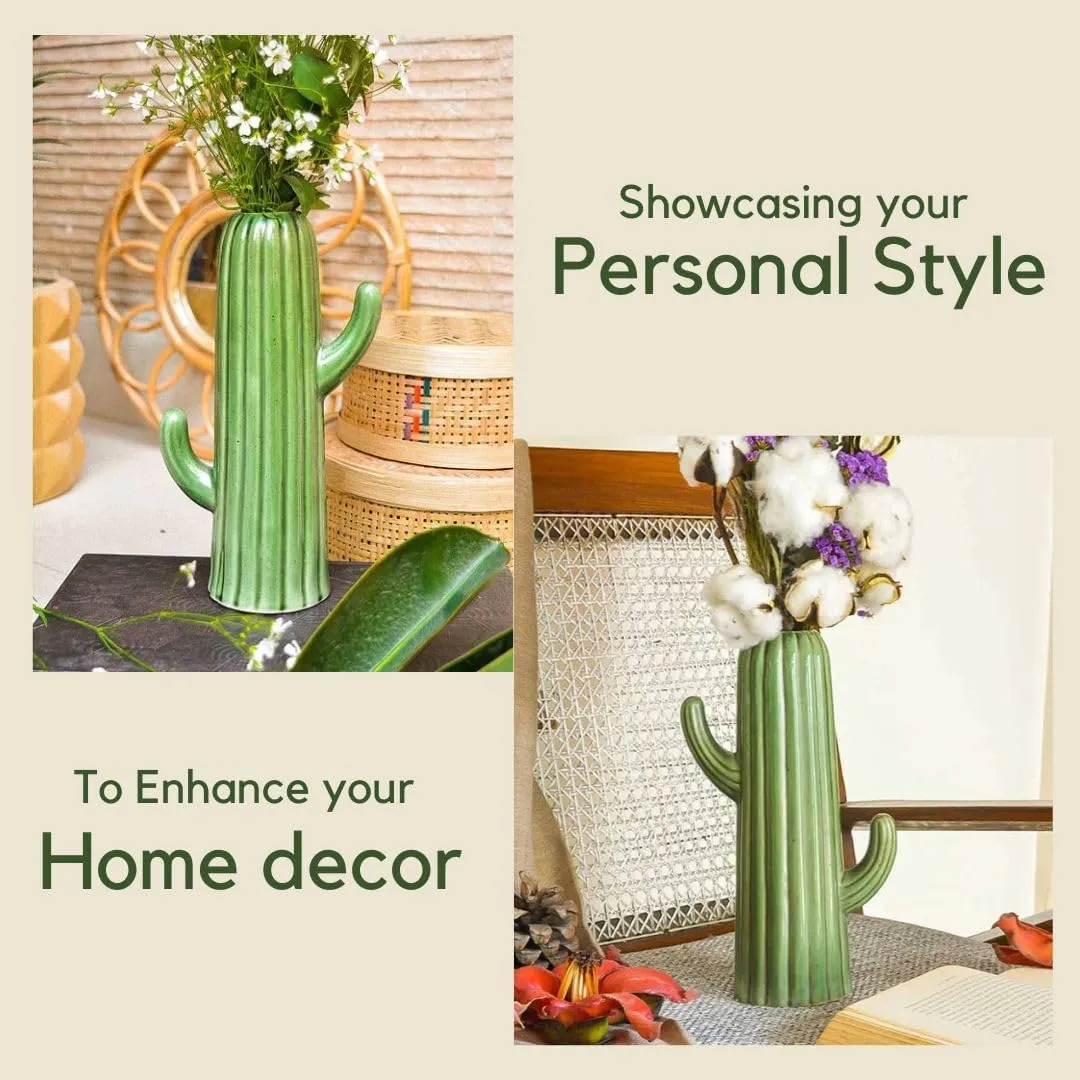 FARKRAFT Flower Vase/Pampas Grass Vase/Ceramic Vase/Cactus Shaped Vase/Home Decor Centrepiece/Decor Showpiece Size : 8 Inches