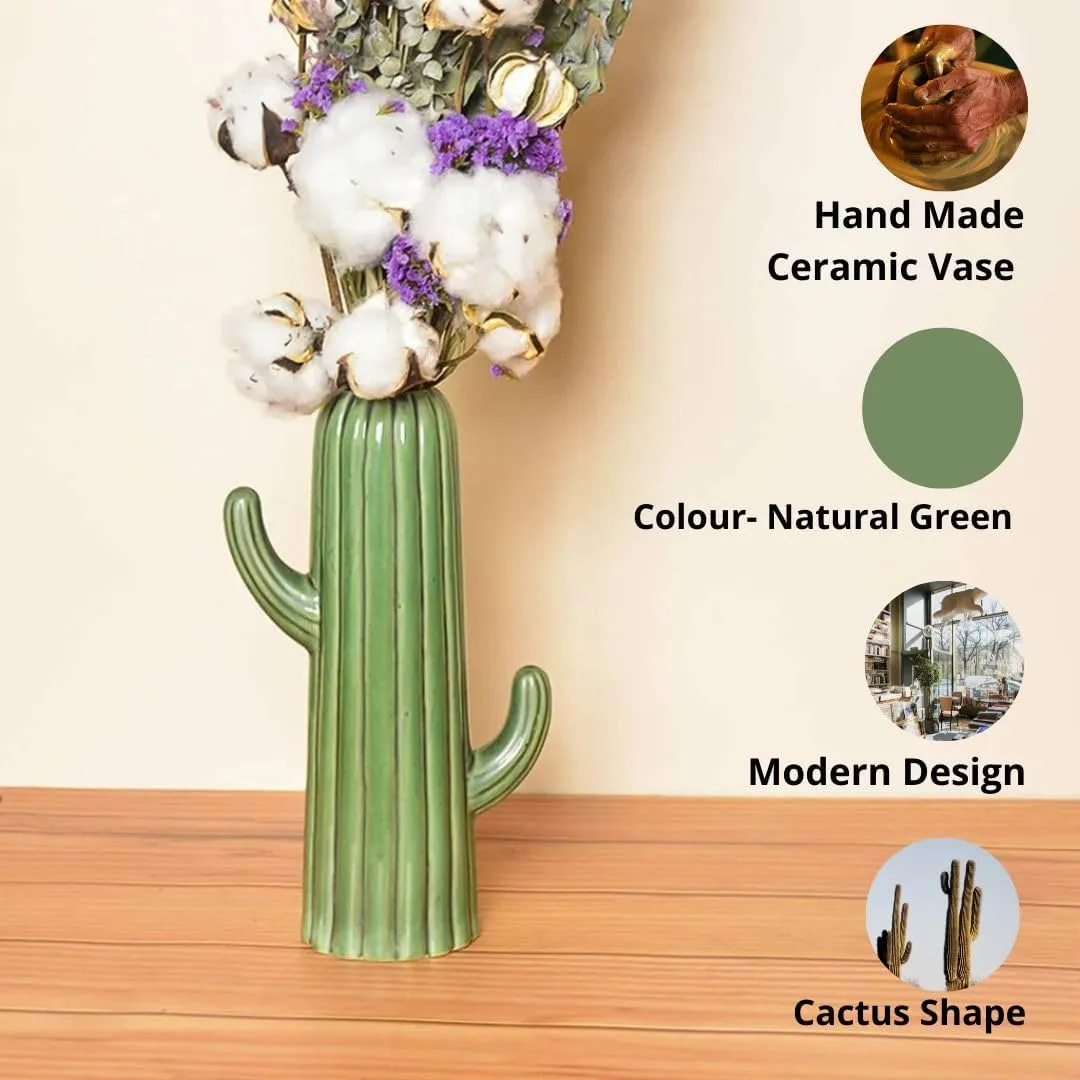 FARKRAFT Flower Vase/Pampas Grass Vase/Ceramic Vase/Cactus Shaped Vase/Home Decor Centrepiece/Decor Showpiece Size : 8 Inches