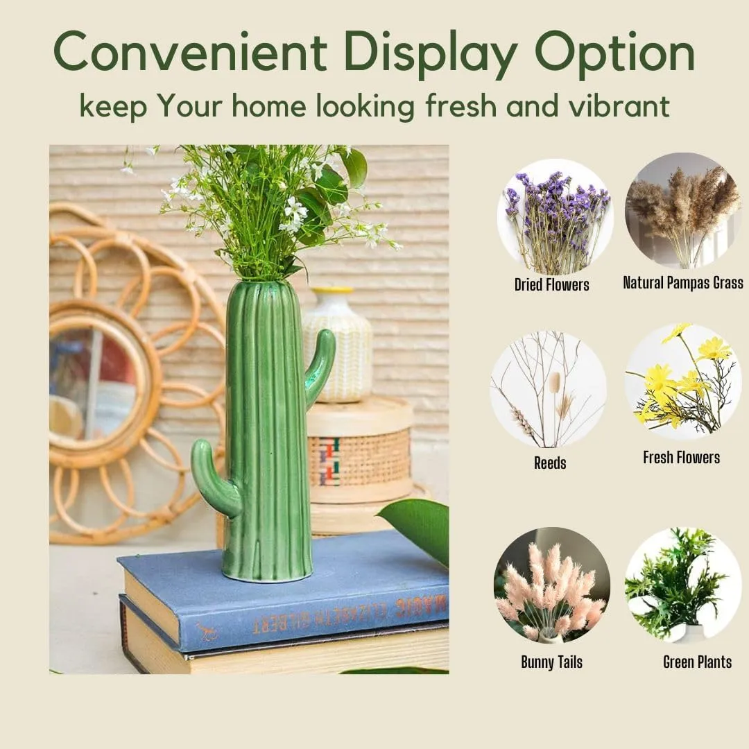 FARKRAFT Flower Vase/Pampas Grass Vase/Ceramic Vase/Cactus Shaped Vase/Home Decor Centrepiece/Decor Showpiece Size : 8 Inches
