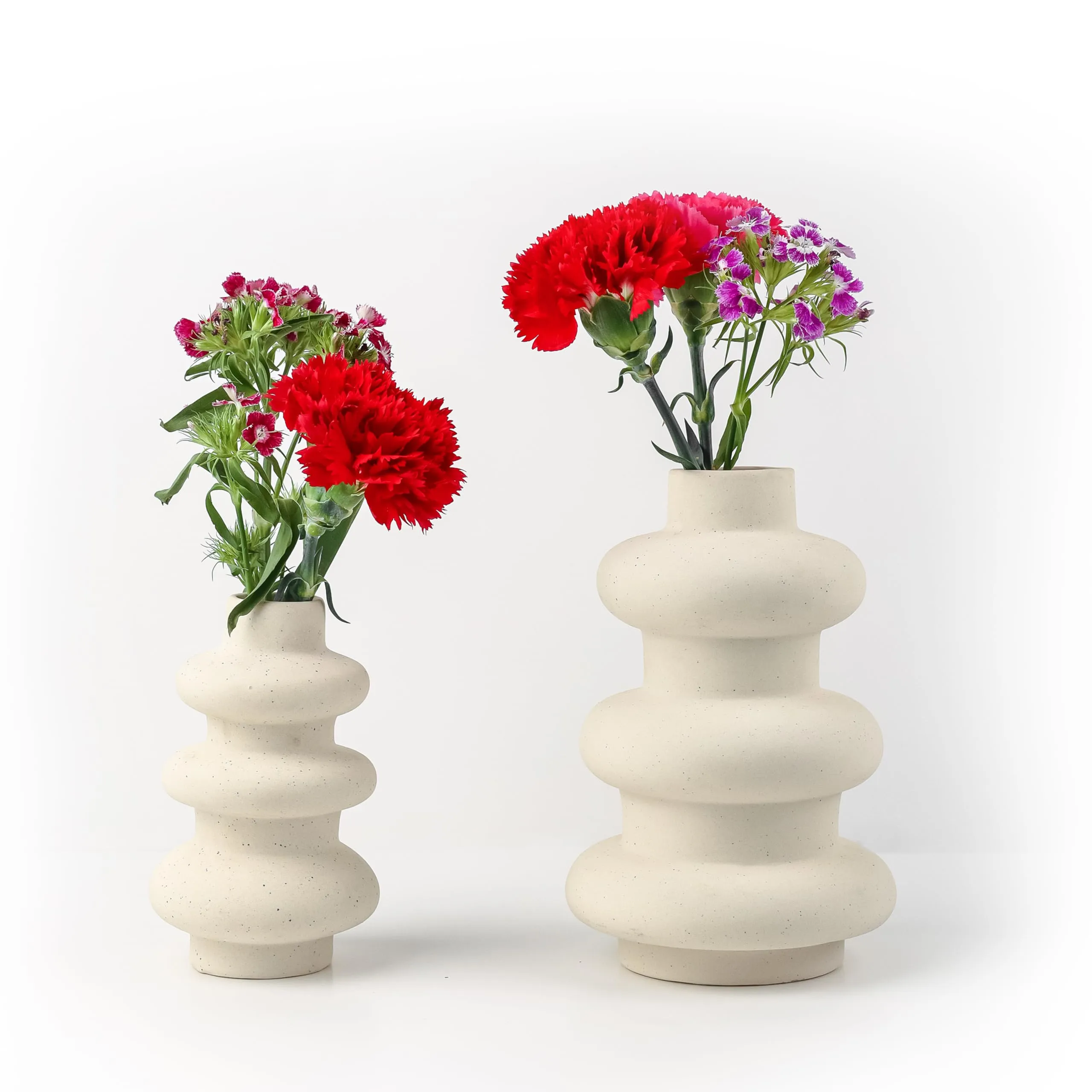 Flower Vase - Vase - Vases for Home Décor - Flower Vases Home Decor - Flower Vase Big Size - Ceramic Vase - Vase for Living Room, Waterproof Earthy Matte Finish, Wave Shape, 6 * 9", White, 2 Pcs.