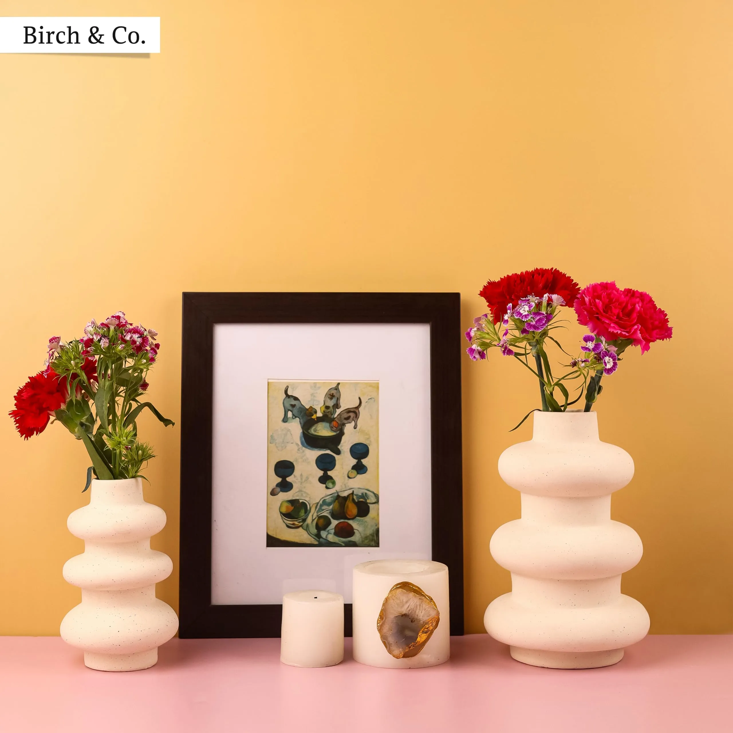 Flower Vase - Vase - Vases for Home Décor - Flower Vases Home Decor - Flower Vase Big Size - Ceramic Vase - Vase for Living Room, Waterproof Earthy Matte Finish, Wave Shape, 6 * 9", White, 2 Pcs.