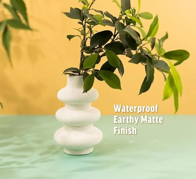 Flower Vase- Vase- Vases for Home Décor- Flower Vases Home Decor- Flower Vase Big Size- Ceramic Vase- Vase for Living Room,Waterproof Earthy Matte Finish,Wave Shape,6 Inches,White