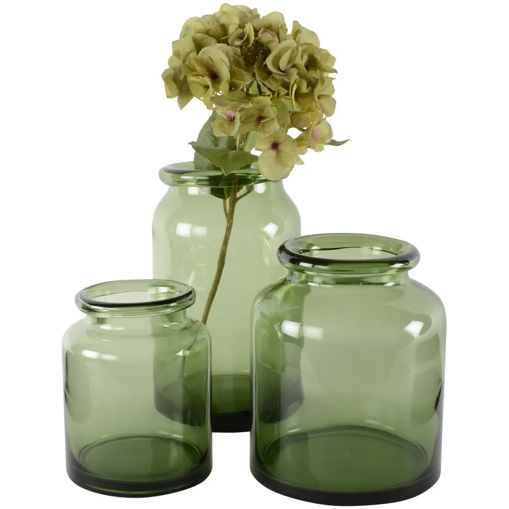 Glass Jar Vase - Grey-Green