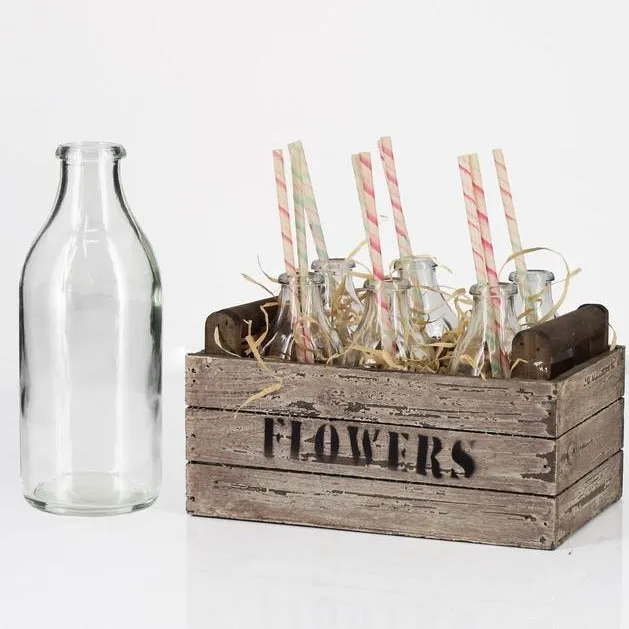 Glass Milk Bottle 200mL Clear (5.7x14.5cmH) Clear